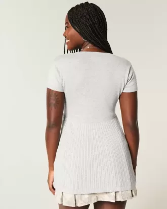 Kortärmad Henley Babydoll Topp