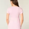 Kortärmad Henley Babydoll Topp Kortärmad Henley Babydoll Topp