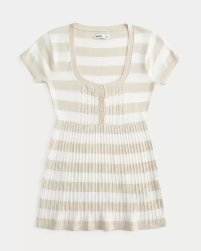 Kortärmad Henley Babydoll Topp Kortärmad Henley Babydoll Topp