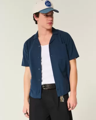 Kortärmad Seersucker Pocket Shirt