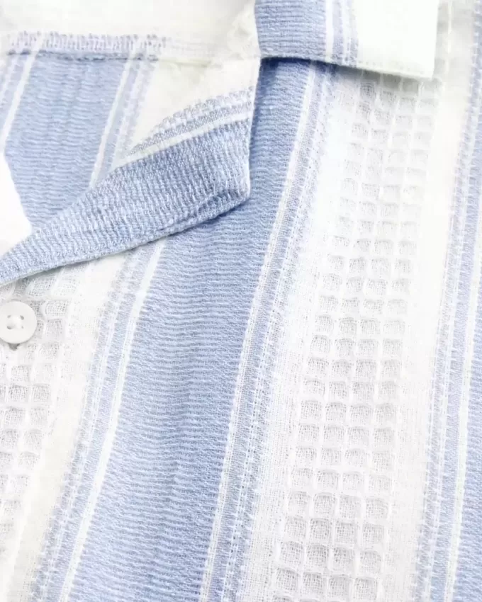 Kortärmad textural randig skjorta Kortärmad textural randig skjorta
