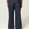 Kurvig låg-Rise Dark Wash Vikbar midja Baggy jeans Kurvig låg-Rise Dark Wash Vikbar midja Baggy jeans
