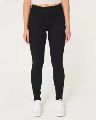 Kurviga höga svarta superskinny jeans