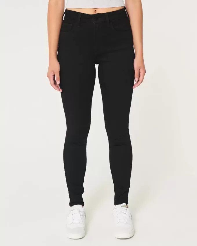 Kurviga höga svarta superskinny jeans