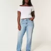 Kurviga högväxt medeltvättade raka jeans Kurviga högväxt medeltvättade raka jeans