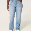 Kurviga högväxt medeltvättade raka jeans Kurviga högväxt medeltvättade raka jeans