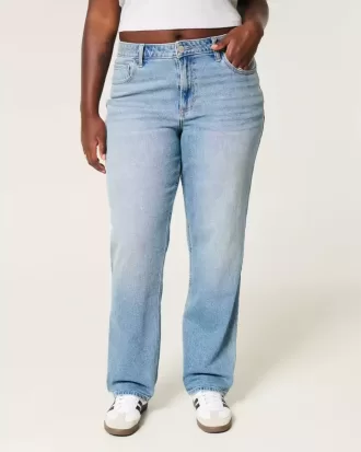 Kurviga högväxt medeltvättade raka jeans Kurviga högväxt medeltvättade raka jeans