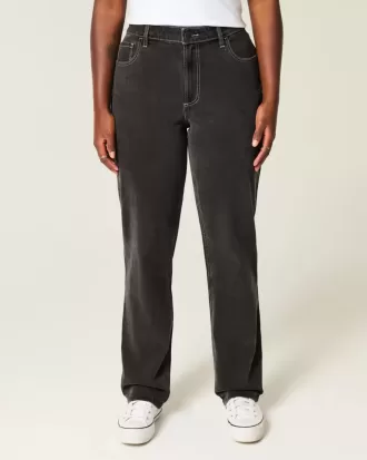 Kurviga High-Rise tvättade svarta raka jeans