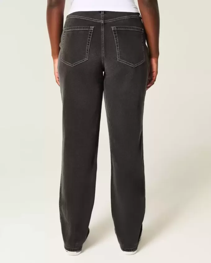 Kurviga High-Rise tvättade svarta raka jeans Kurviga High-Rise tvättade svarta raka jeans