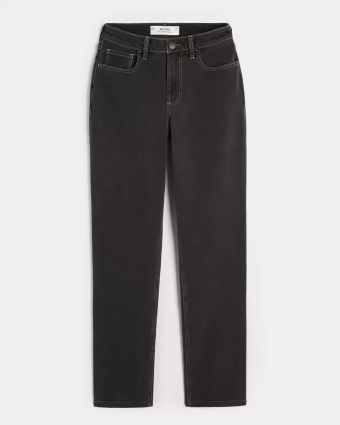Kurviga High-Rise tvättade svarta raka jeans Kurviga High-Rise tvättade svarta raka jeans