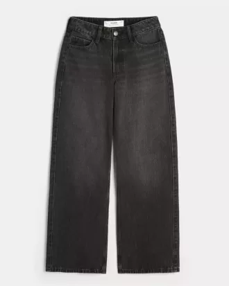 Kurviga High-Rise Washed Black Baggy Jeans