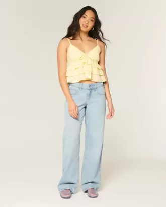 Kurviga låg-Rise Light Wash Baggy Jeans