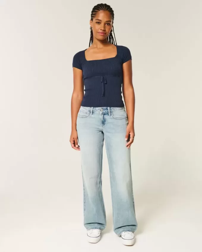 Kurviga låg-Rise Light Wash Baggy Jeans Kurviga låg-Rise Light Wash Baggy Jeans