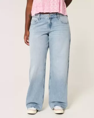 Kurviga låg-Rise Light Wash Baggy Jeans
