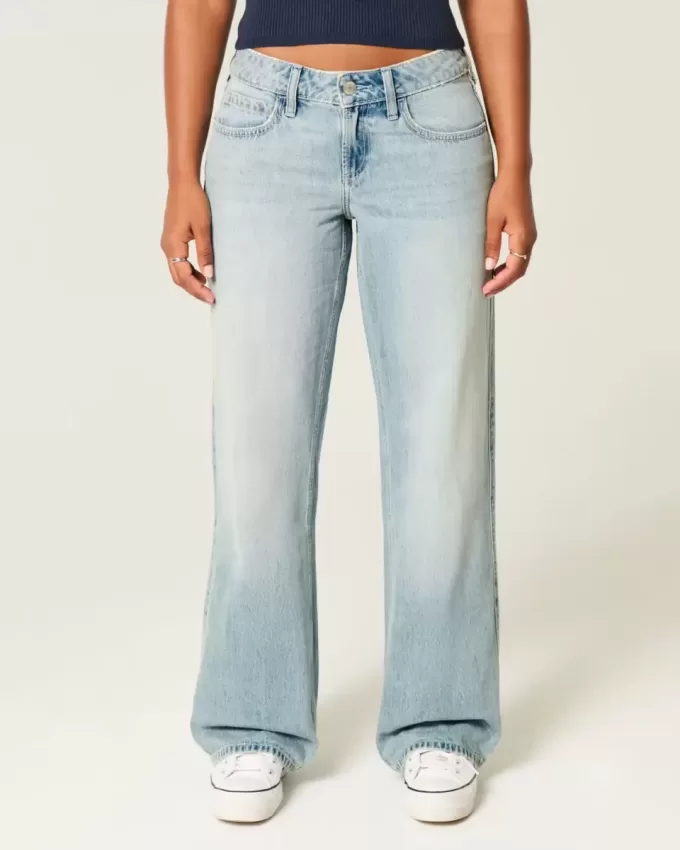 Kurviga låg-Rise Light Wash Baggy Jeans Kurviga låg-Rise Light Wash Baggy Jeans