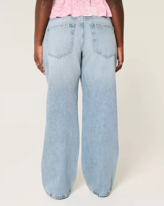 Kurviga låg-Rise Light Wash Baggy Jeans