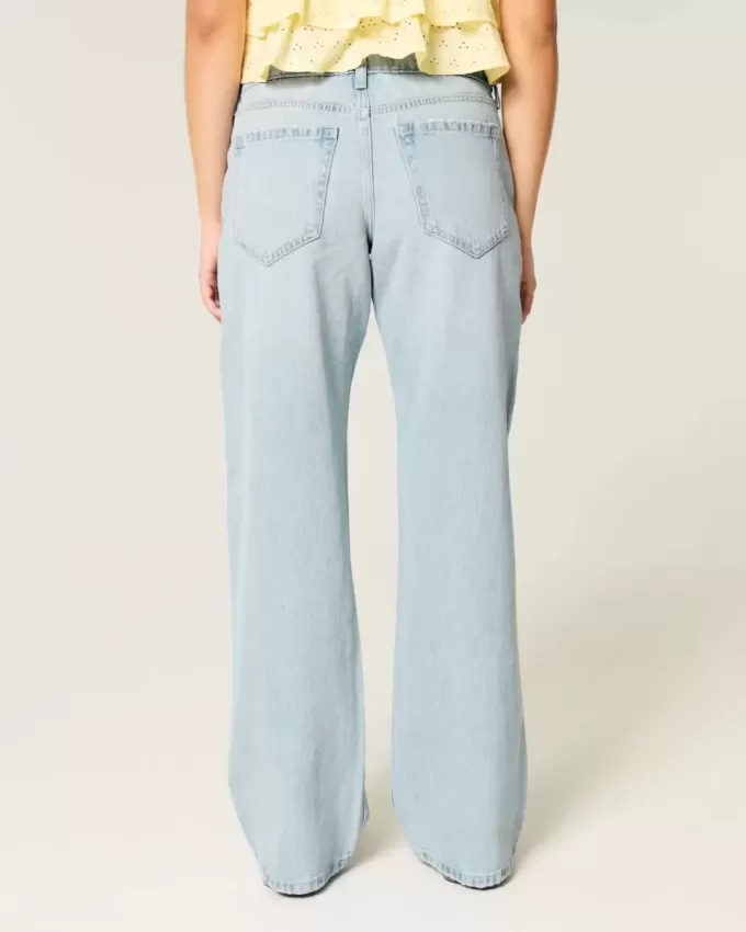 Kurviga låg-Rise Light Wash Baggy Jeans