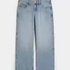 Kurviga låg-Rise Light Wash Baggy Jeans