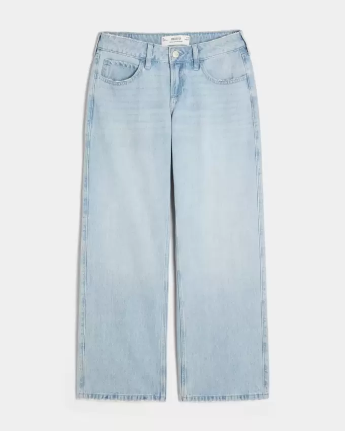Kurviga låg-Rise Light Wash Baggy Jeans