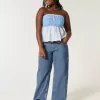 Kurviga låg-Rise Medium Wash Baggy Jeans