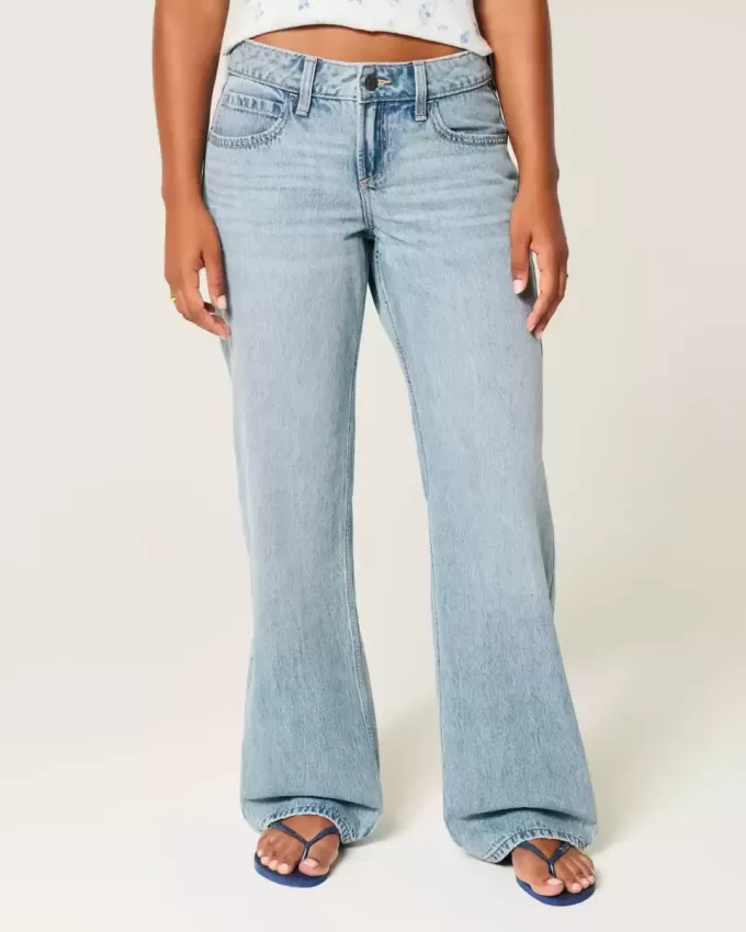 Kurviga låg-Rise Medium Wash Baggy Jeans Kurviga låg-Rise Medium Wash Baggy Jeans