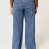 Kurviga låg-Rise Medium Wash Baggy Jeans