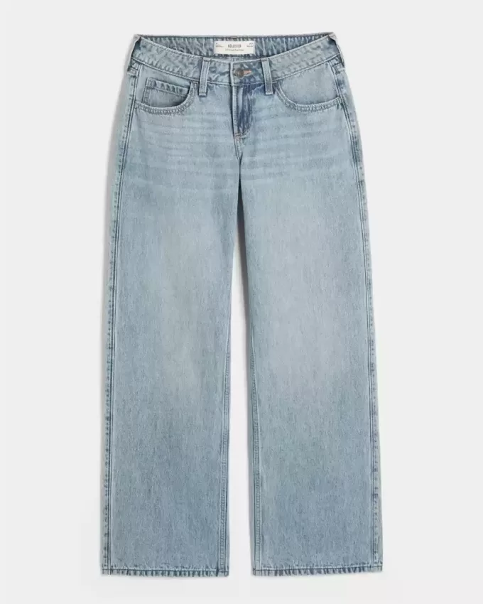 Kurviga låg-Rise Medium Wash Baggy Jeans Kurviga låg-Rise Medium Wash Baggy Jeans