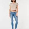 Kurviga låg-Rise Medium Wash Super Skinny Jeans