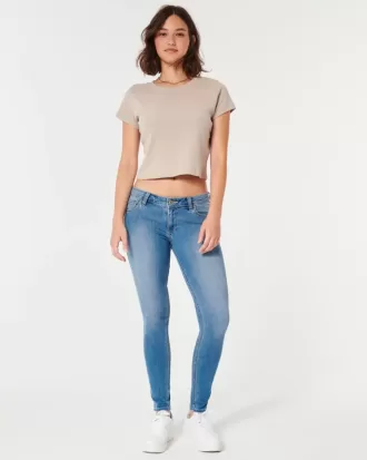 Kurviga låg-Rise Medium Wash Super Skinny Jeans