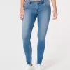 Kurviga låg-Rise Medium Wash Super Skinny Jeans