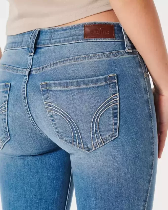 Kurviga låg-Rise Medium Wash Super Skinny Jeans