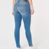 Kurviga låg-Rise Medium Wash Super Skinny Jeans