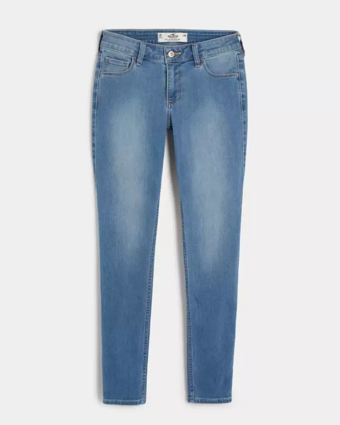Kurviga låg-Rise Medium Wash Super Skinny Jeans