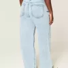 Kurviga låg-Rise Ripped Light Wash Baggy Jeans Kurviga låg-Rise Ripped Light Wash Baggy Jeans