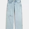Kurviga låg-Rise Ripped Light Wash Baggy Jeans Kurviga låg-Rise Ripped Light Wash Baggy Jeans