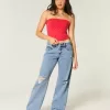 Kurviga låg-Rise Ripped Medium Wash Baggy Jeans Kurviga låg-Rise Ripped Medium Wash Baggy Jeans