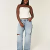 Kurviga låg-Rise Ripped Medium Wash Baggy Jeans Kurviga låg-Rise Ripped Medium Wash Baggy Jeans