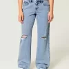 Kurviga låg-Rise Ripped Medium Wash Baggy Jeans Kurviga låg-Rise Ripped Medium Wash Baggy Jeans
