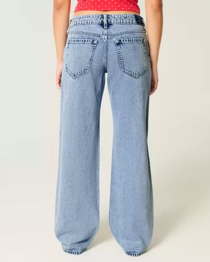 Kurviga låg-Rise Ripped Medium Wash Baggy Jeans Kurviga låg-Rise Ripped Medium Wash Baggy Jeans