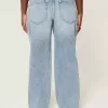 Kurviga låg-Rise Ripped Medium Wash Baggy Jeans Kurviga låg-Rise Ripped Medium Wash Baggy Jeans