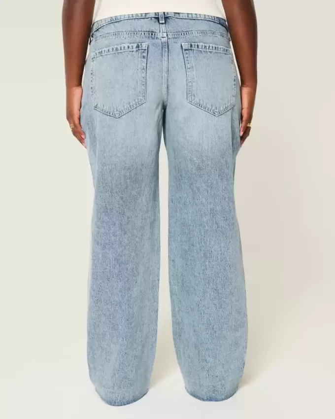 Kurviga låg-Rise Ripped Medium Wash Baggy Jeans Kurviga låg-Rise Ripped Medium Wash Baggy Jeans