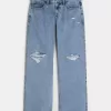 Kurviga låg-Rise Ripped Medium Wash Baggy Jeans Kurviga låg-Rise Ripped Medium Wash Baggy Jeans