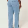 Kurviga Låg-Rise Ripped Medium Wash Relaxed Straight Jeans Kurviga Låg-Rise Ripped Medium Wash Relaxed Straight Jeans
