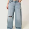 Kurviga Låg-Rise Ripped Medium Wash Super Baggy Jeans