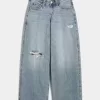 Kurviga Låg-Rise Ripped Medium Wash Super Baggy Jeans