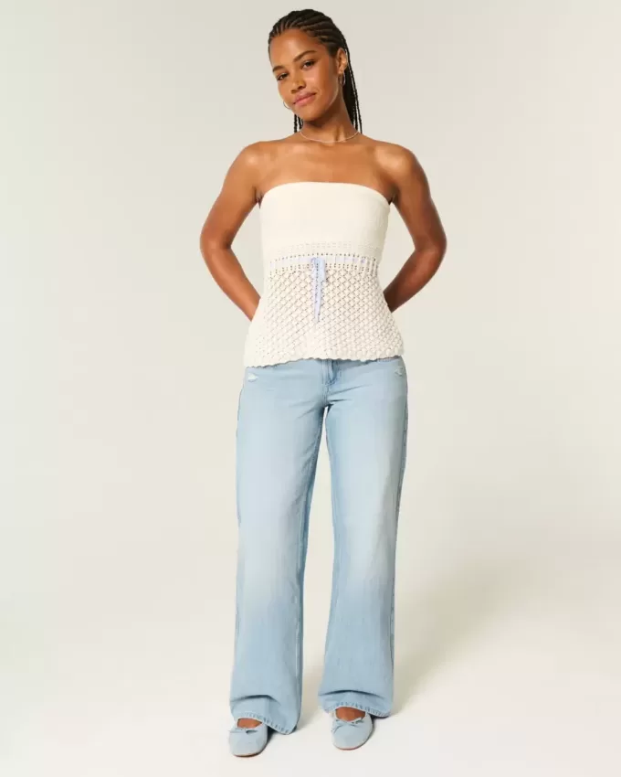 Kurviga låga distressed baggy jeans Kurviga låga distressed baggy jeans
