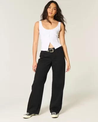 Kurviga låga svarta baggy jeans