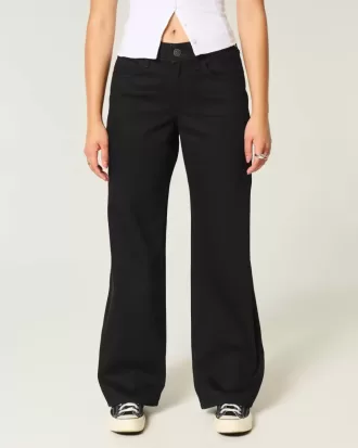 Kurviga låga svarta baggy jeans