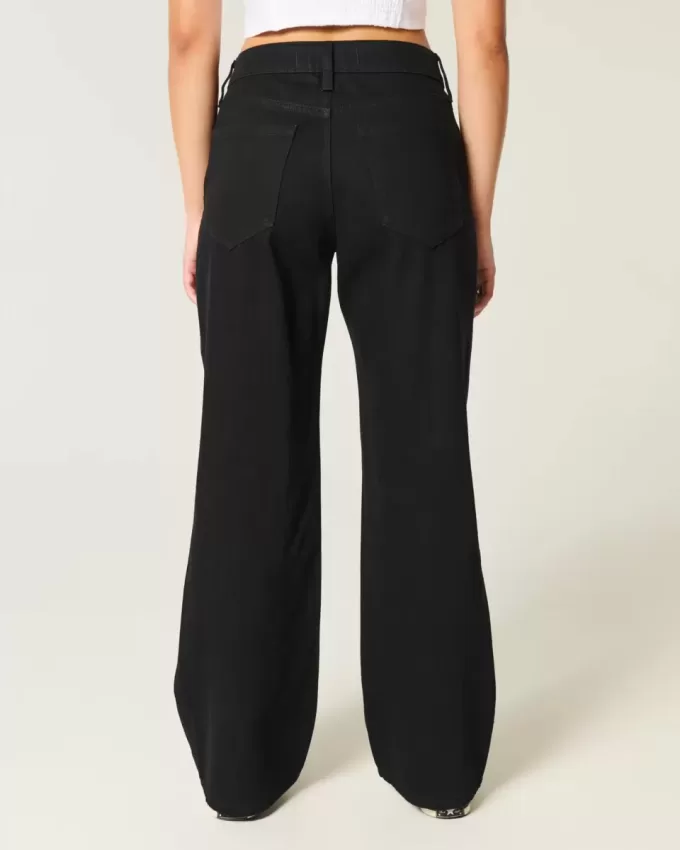 Kurviga låga svarta baggy jeans