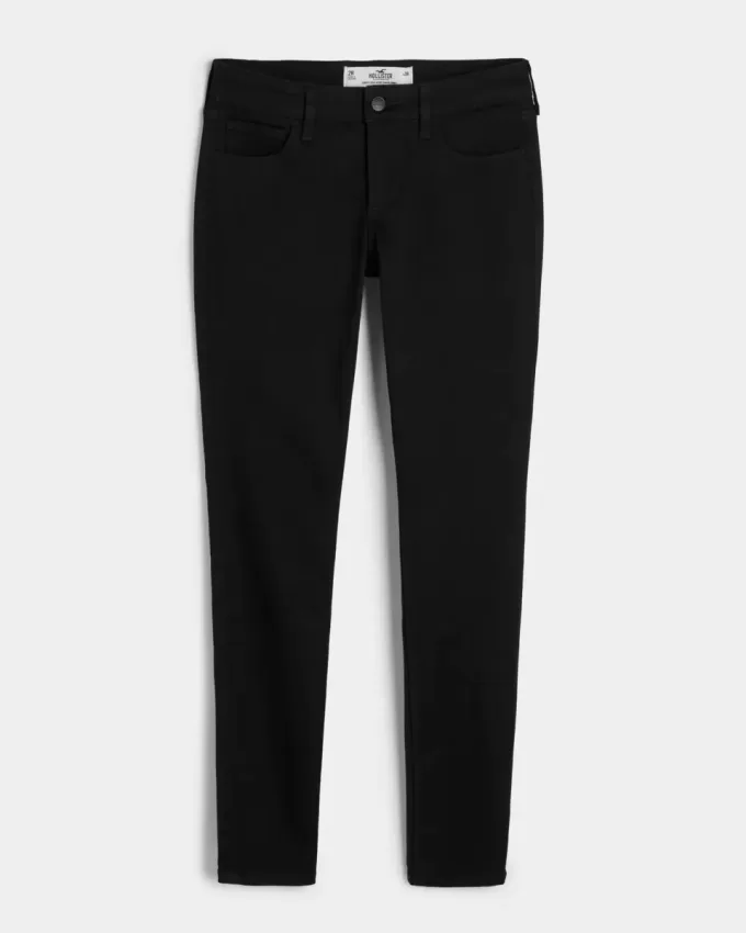 Kurviga låga svarta superskinny jeans